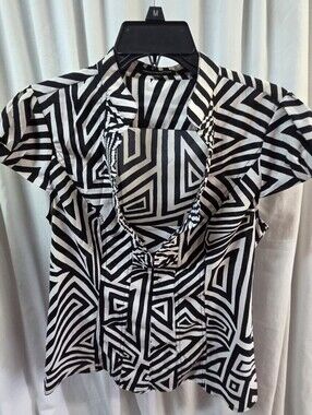 Express Black and White Striped Blouse